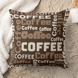Vintage Coffee Typography Pattern (1) Cushion