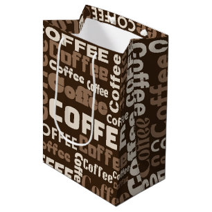 Vintage Coffee Typography Pattern (1) Medium Gift Bag