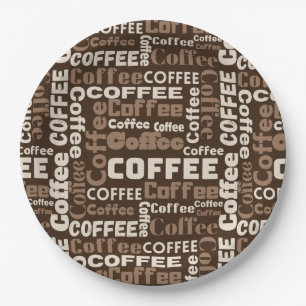 Vintage Coffee Typography Pattern (1) Paper Plate