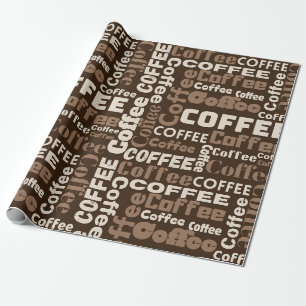 Vintage Coffee Typography Pattern (1) Wrapping Paper