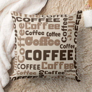 Vintage Coffee Typography Pattern (2) Cushion