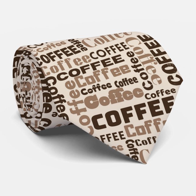 Vintage Coffee Typography Pattern (2) Tie (Rolled)