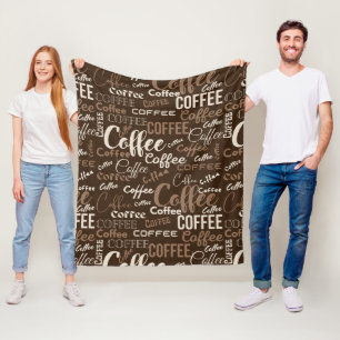 Vintage Coffee Typography Pattern (3) Fleece Blanket