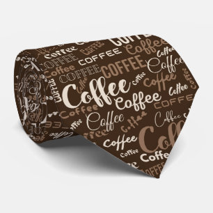 Vintage Coffee Typography Pattern (3) Tie