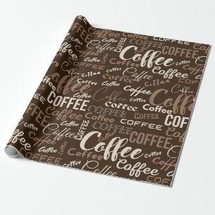 Vintage Coffee Typography Pattern (3) Wrapping Paper