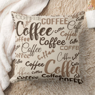 Vintage Coffee Typography Pattern (4) Cushion