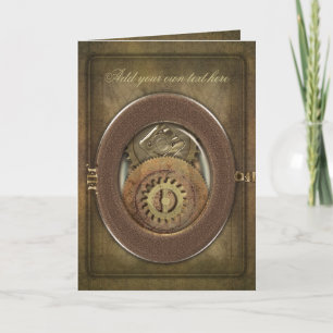 Vintage Cogs Steampunk Personalised Card