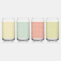 Vintage Coke Can Glasses Retro Checkered Style Set
