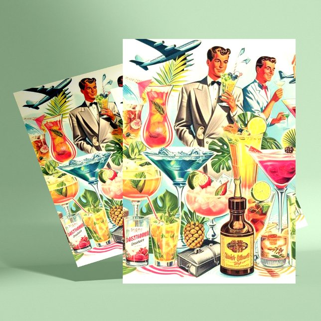 Vintage Coktail Drinks Illustration Postcard (Creator Uploaded)