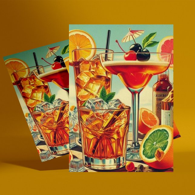 Vintage Coktail illustration Postcard (Creator Uploaded)