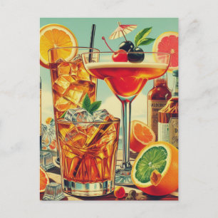 Vintage Coktail illustration Postcard