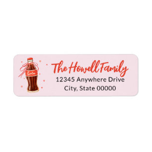 Vintage Cola Bottle Retro Soda Shop Family Return Address Label