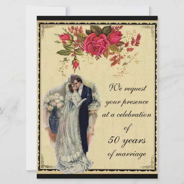 Vintage Collage Anniversary Invitation (Front)