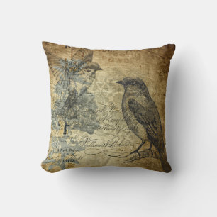 Vintage Collage Birds Cushion