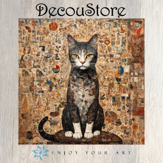 Vintage Collage Cat Decoupage Tissue Paper