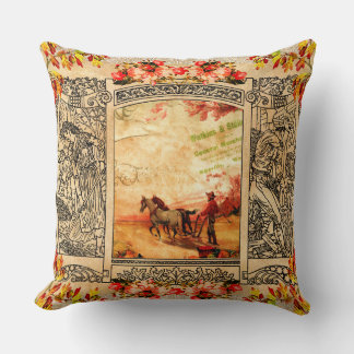 Vintage collage cushion