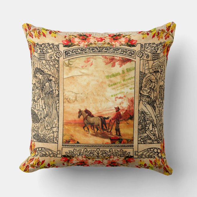 Vintage collage cushion (Front)