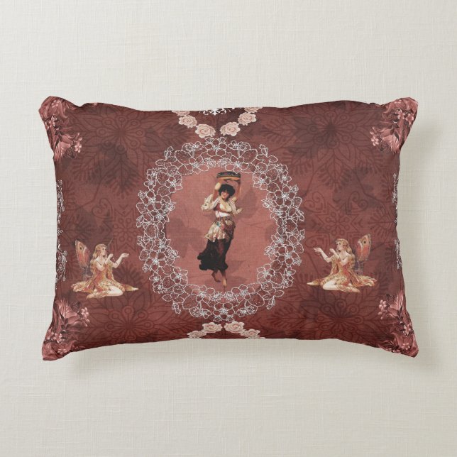 Vintage collage decorative cushion (Front)