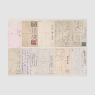 Vintage Collage Decoupage Postcard Backs Tissue Paper