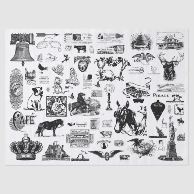 Vintage Collage Decoupage Tissue Paper (Front)