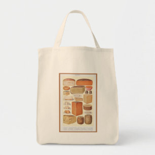 Vintage Collage of Household Cheeses, 1923 Grocery Tote Bag