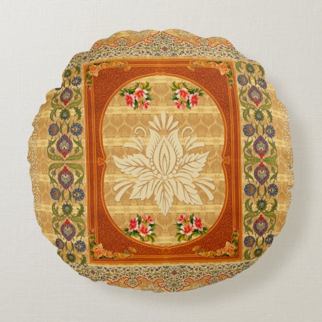 Vintage collage round cushion (Front)