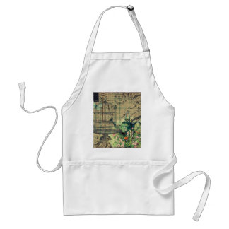 Vintage Collage w/Bird & Birdcage Garden Standard Apron