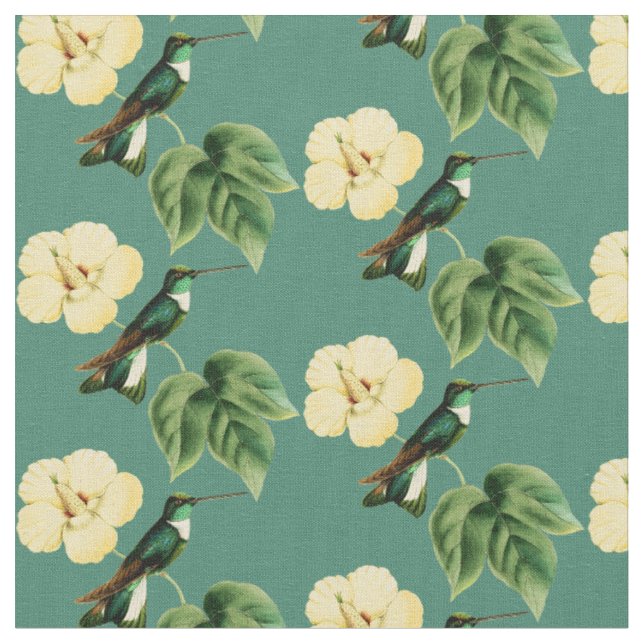 Vintage Collared Inca Hummingbird Fabric (Close Up)