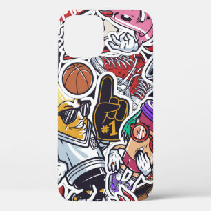 Vintage college colourful seamless pattern with fa iPhone 12 case