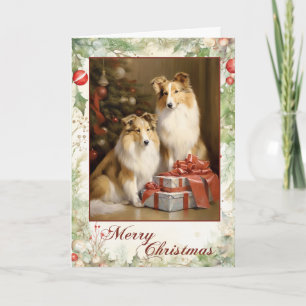 Vintage Collie Christmas Holiday Card