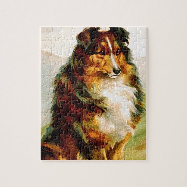 Vintage Collie Dog Jigsaw Puzzle (Vertical)