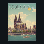 Vintage Cologne Cathedral Germany Travel Postcard<br><div class="desc">Cologne, Germany’s fourth-largest city, is a vibrant cultural hub steeped in history and charm, located along the banks of the Rhine River. At its heart lies the iconic Cologne Cathedral (Kölner Dom), a UNESCO World Heritage Site and one of Europe’s most breathtaking examples of Gothic architecture. The city is known...</div>