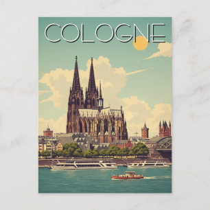 Vintage Cologne Cathedral Germany Travel Postcard