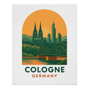 Vintage Cologne Germany Travel Art Poster – Retro 