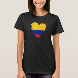Vintage Colombian Roots Heart Colombia Flag Pride T-Shirt
