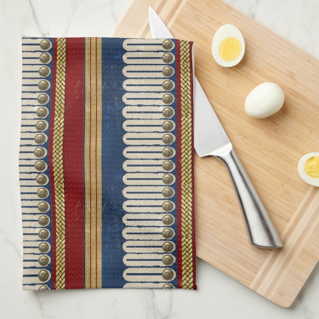 Vintage Colonial Brass and Braid ID1309 Tea Towel (Quarter Fold)