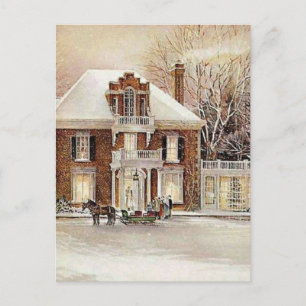 Vintage Colonial Christmas Holiday Postcard