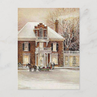Vintage Colonial Christmas Holiday Postcard
