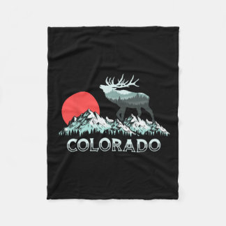 Vintage Colorado Elk Hunter Conservation Retro Gra Fleece Blanket