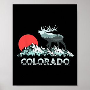 Vintage Colorado Elk Hunter Conservation Retro Gra Poster