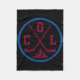 Vintage Colorado Hockey Emblem Funny Col Ice Hocke Fleece Blanket