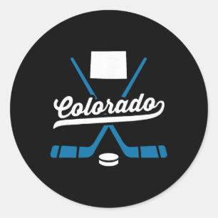 Vintage Colorado Ice Hockey Sticks Sports Team Fan Classic Round Sticker