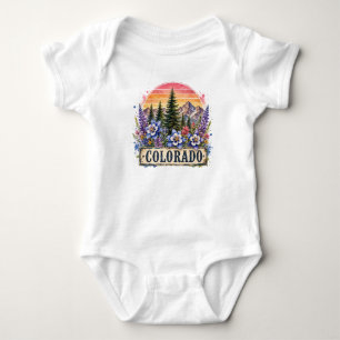 Vintage Colorado Mountains PNG Graphic Design Baby Bodysuit