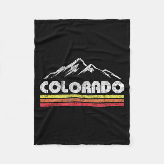 Vintage colorado retro mountain bike skiing fleece blanket