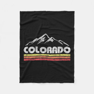 Vintage Colorado Retro Mountain Bike Skiing Fleece Blanket