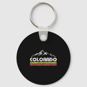 Vintage Colorado Retro Mountain Bike Skiing Key Ring