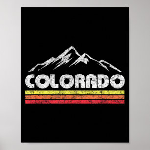 Vintage colorado retro mountain bike skiing  poster