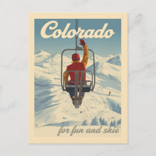 Vintage Colorado Skiing Travel Postcard