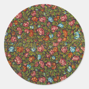 Vintage Colorful All Over Floral Pattern Classic Round Sticker
