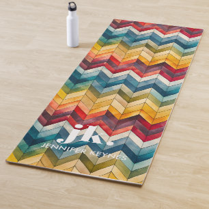 Vintage Colorful Chevron Monogram rainbow Yoga Mat